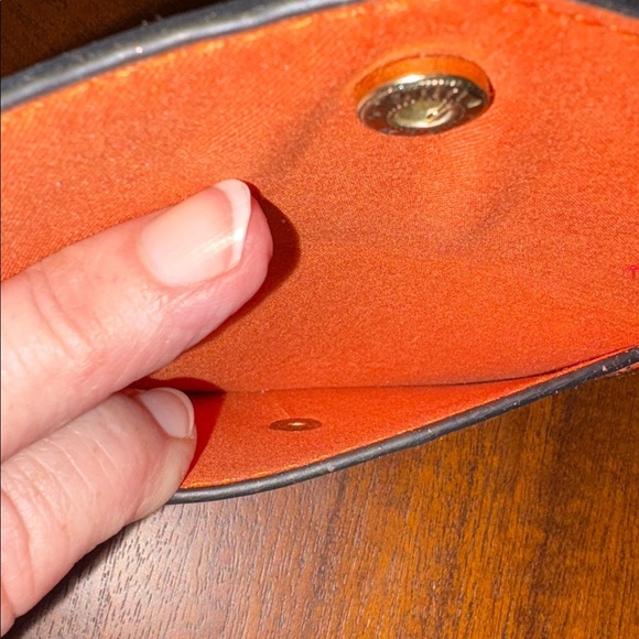 Bebe card case keychain mini bag bag charm vegan ostrich pattern orange NWOT - Picture 5 of 9